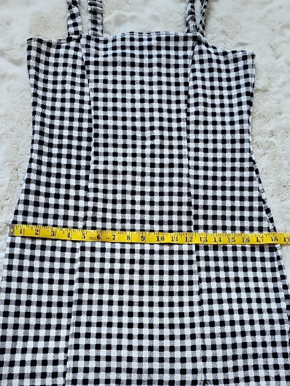 Black & White Mini Dress with Slim Straps - Picture 5 of 9